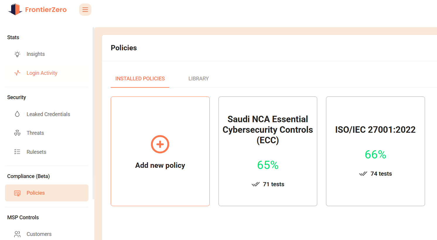 Dashboard mockup